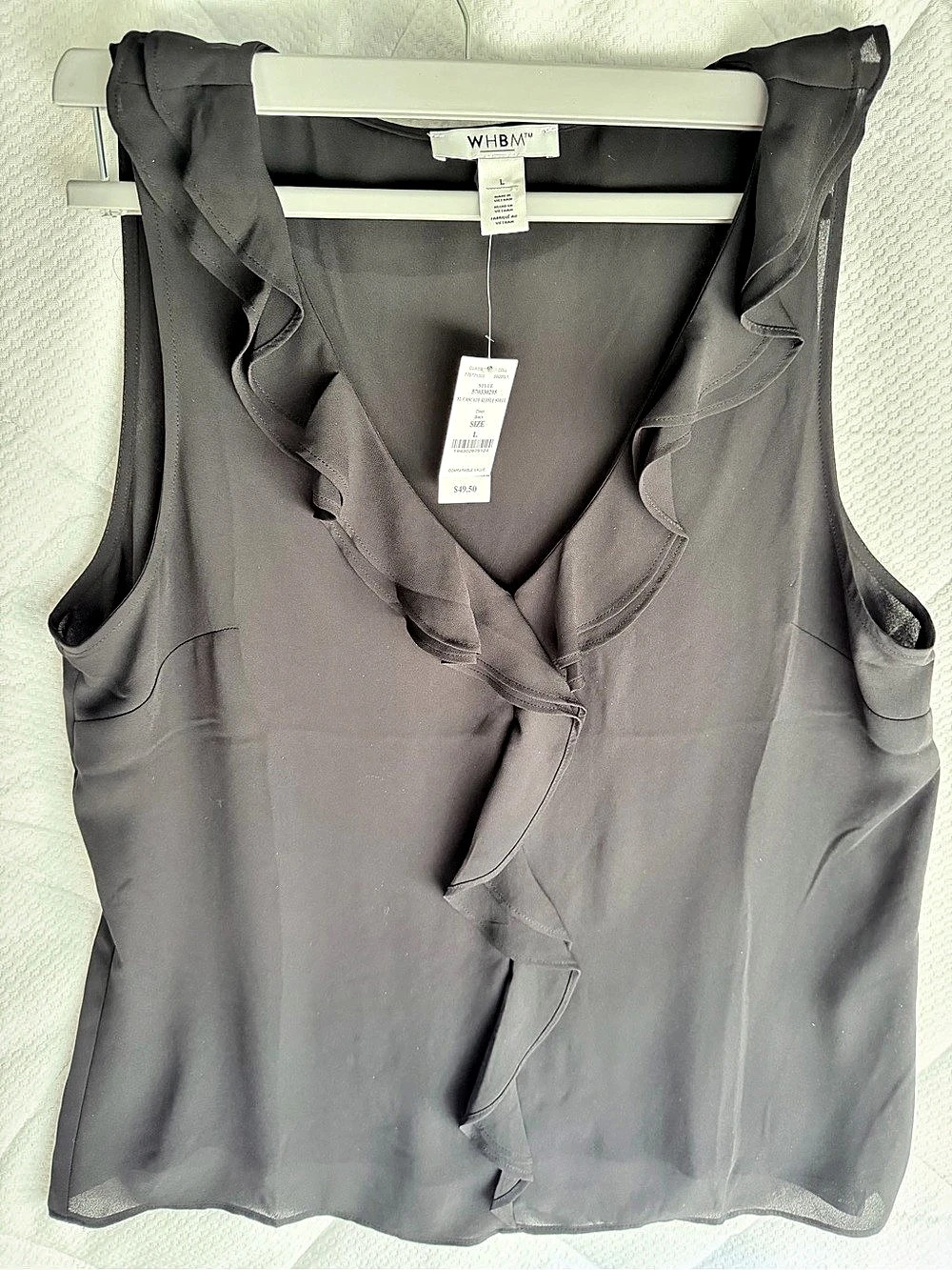 WHBM Ruffle Blouse in Gray Size Medium Like New